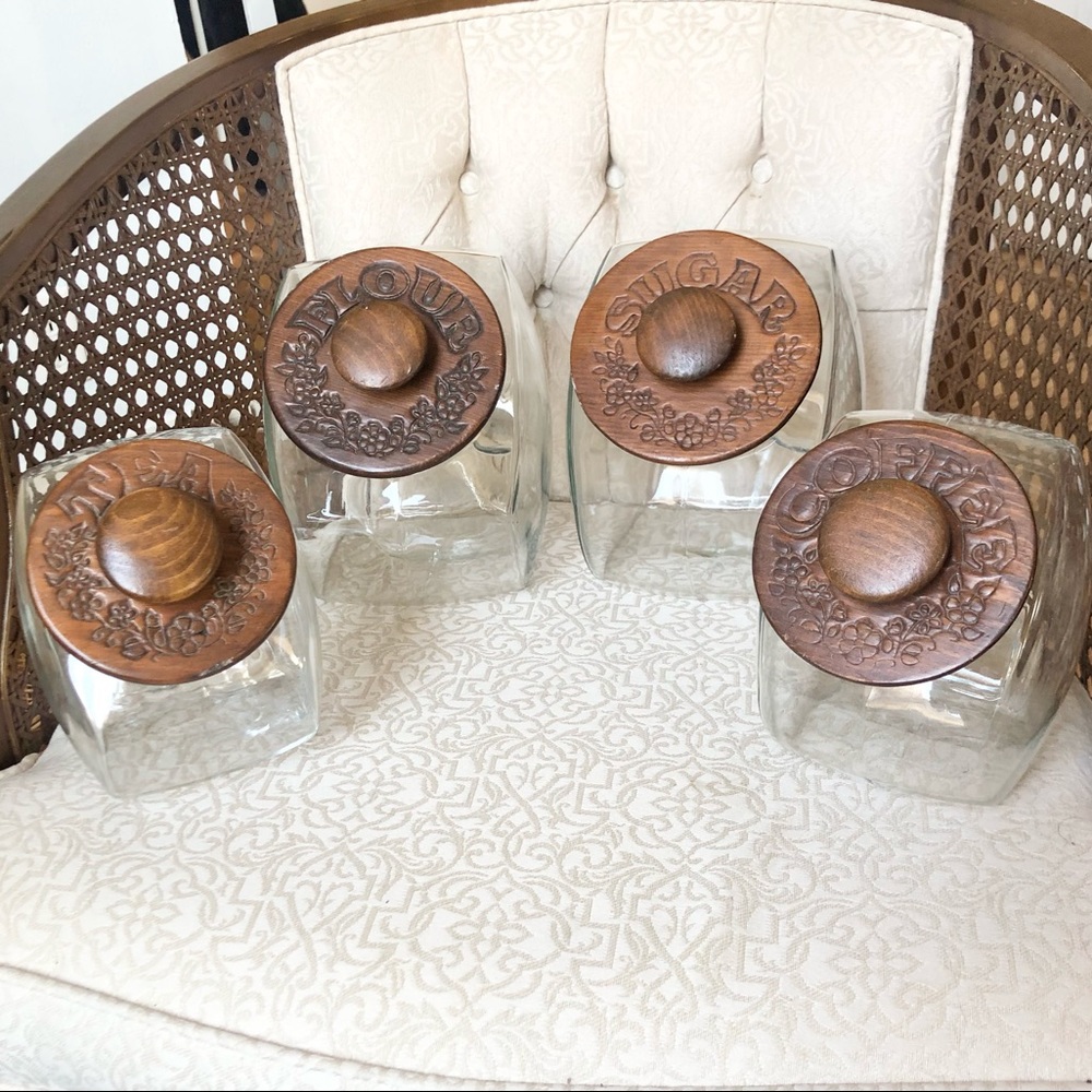 Set of 4 Vintage Glass Canisters